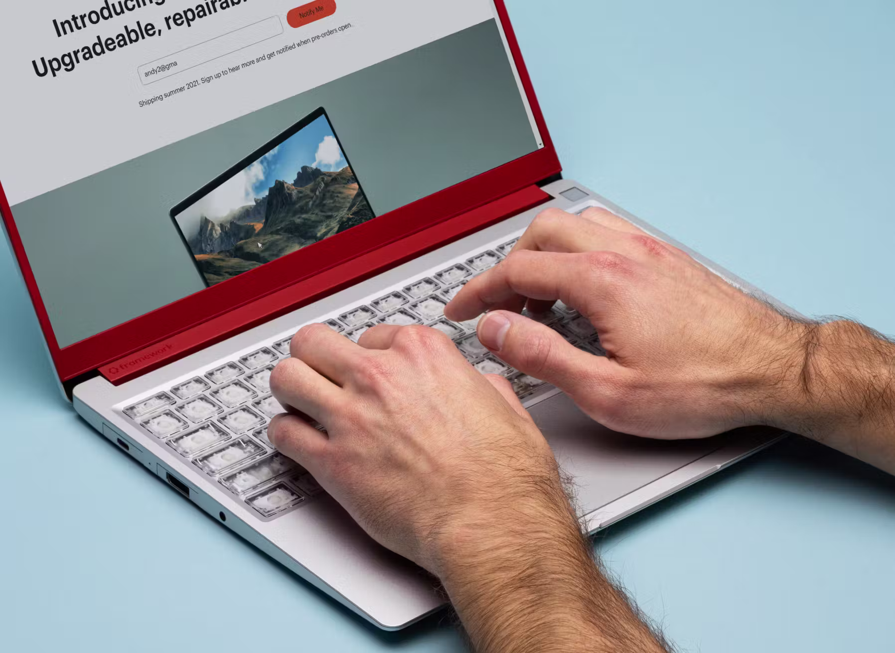 person typing