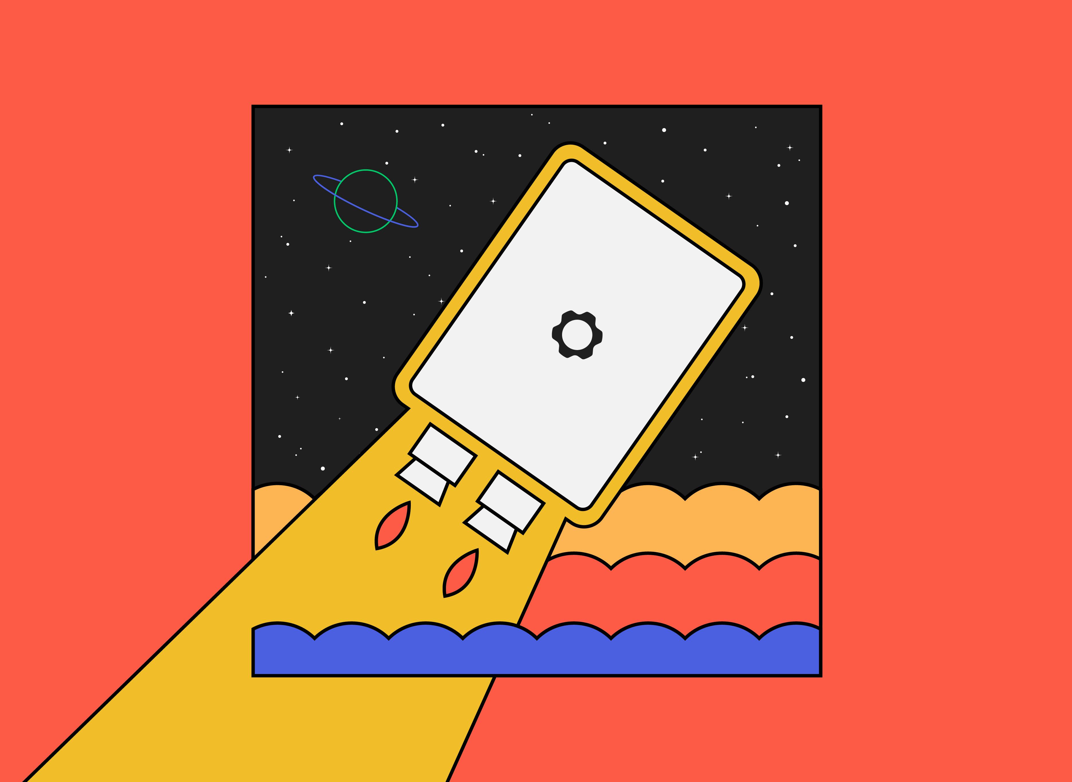 Framework Laptop in space illustration