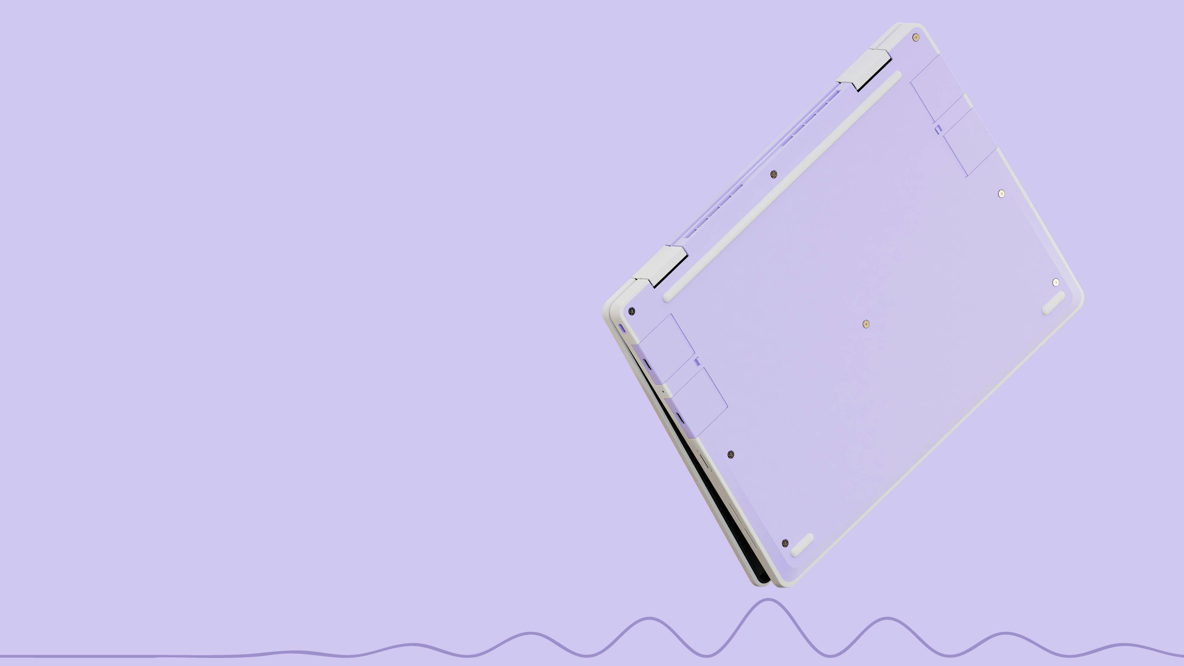Underside of a Lavender Framework Laptop 12