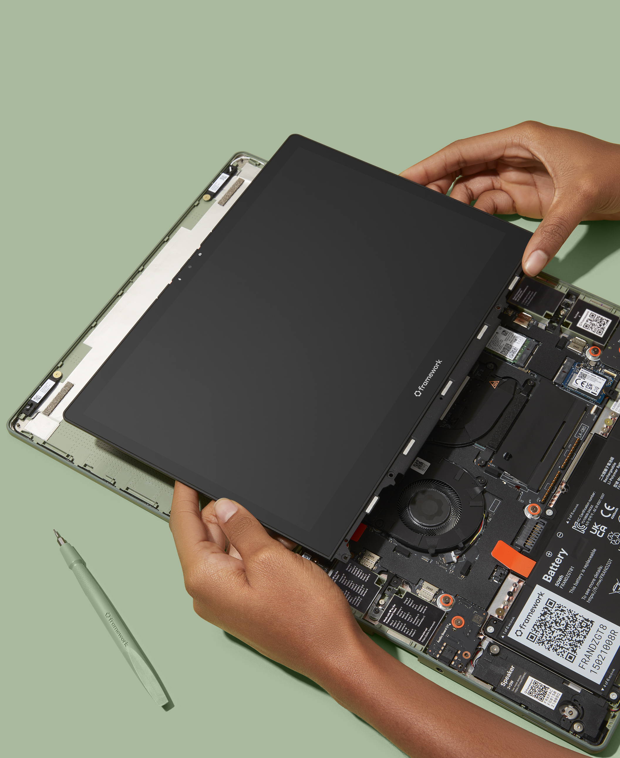 Swapping the Framework Laptop 12 Display Cover
