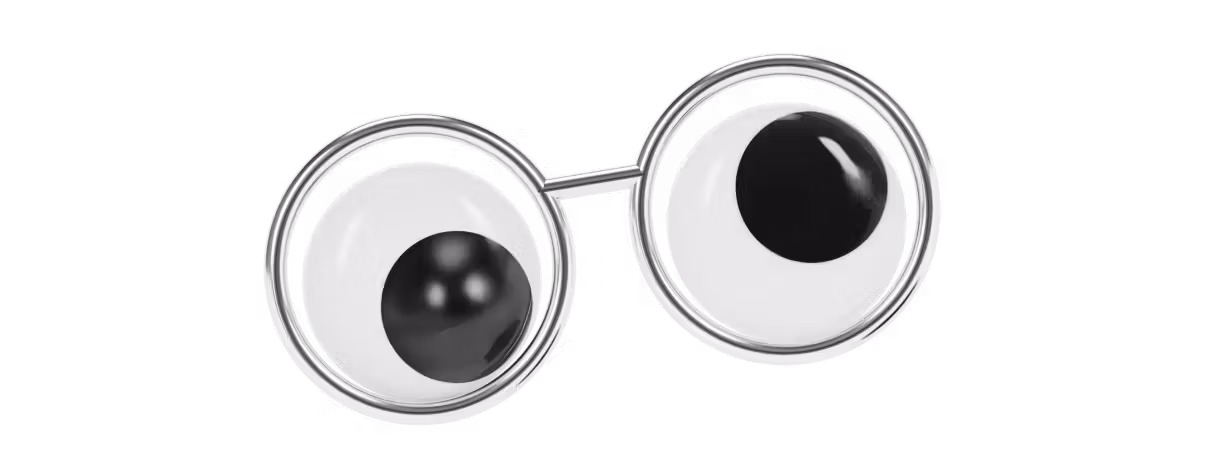Googly eyes wearing glasses