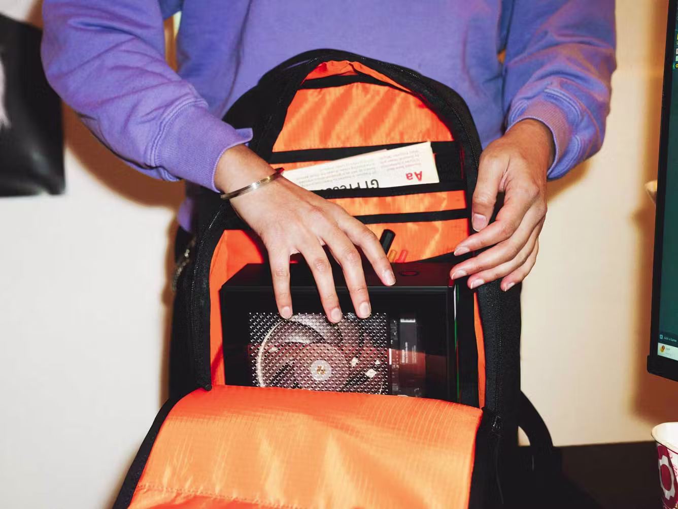 Framework Desktop in a backpack