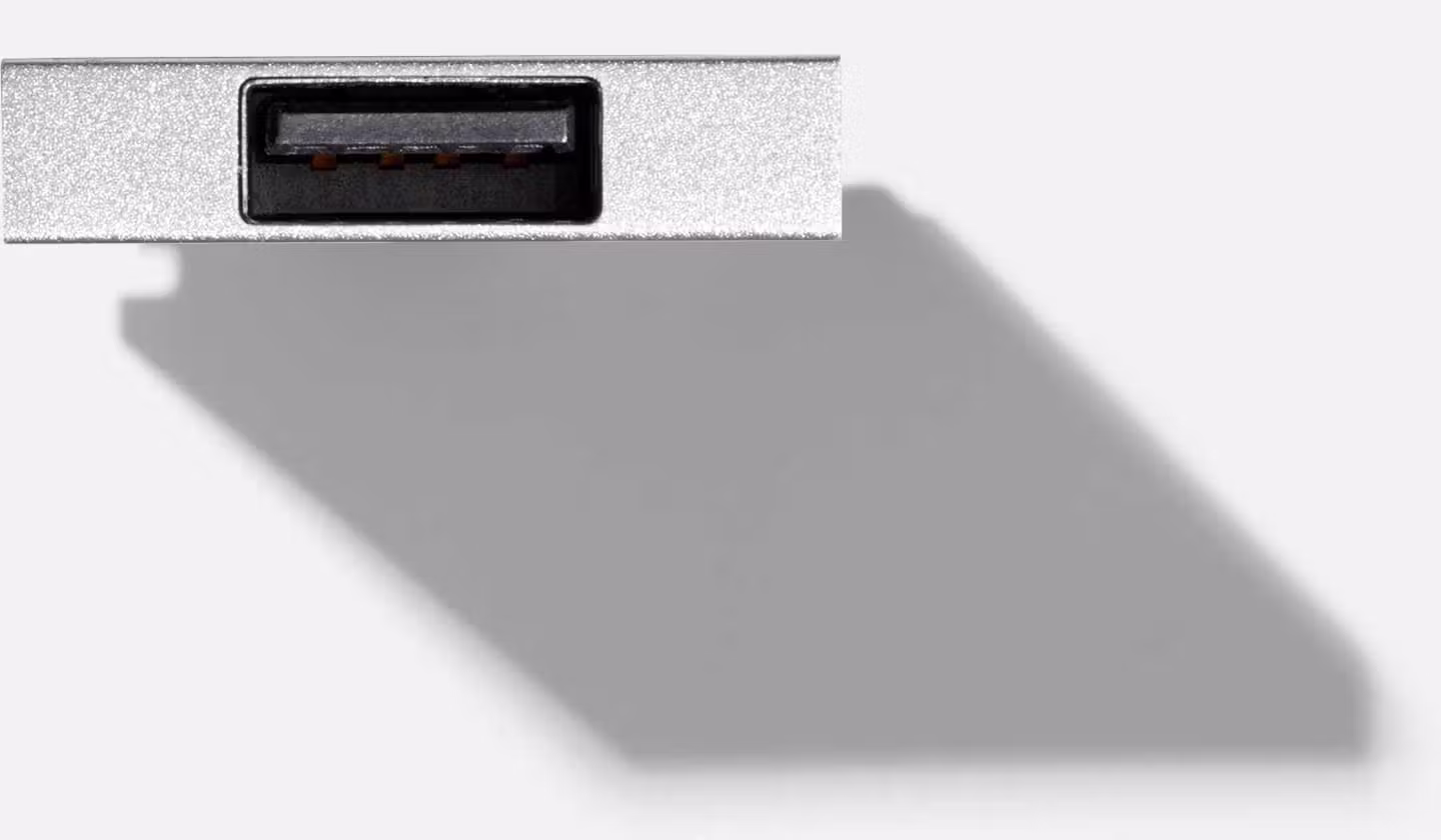 Top-down studio shot of a Framework USB-A Expansion Card.