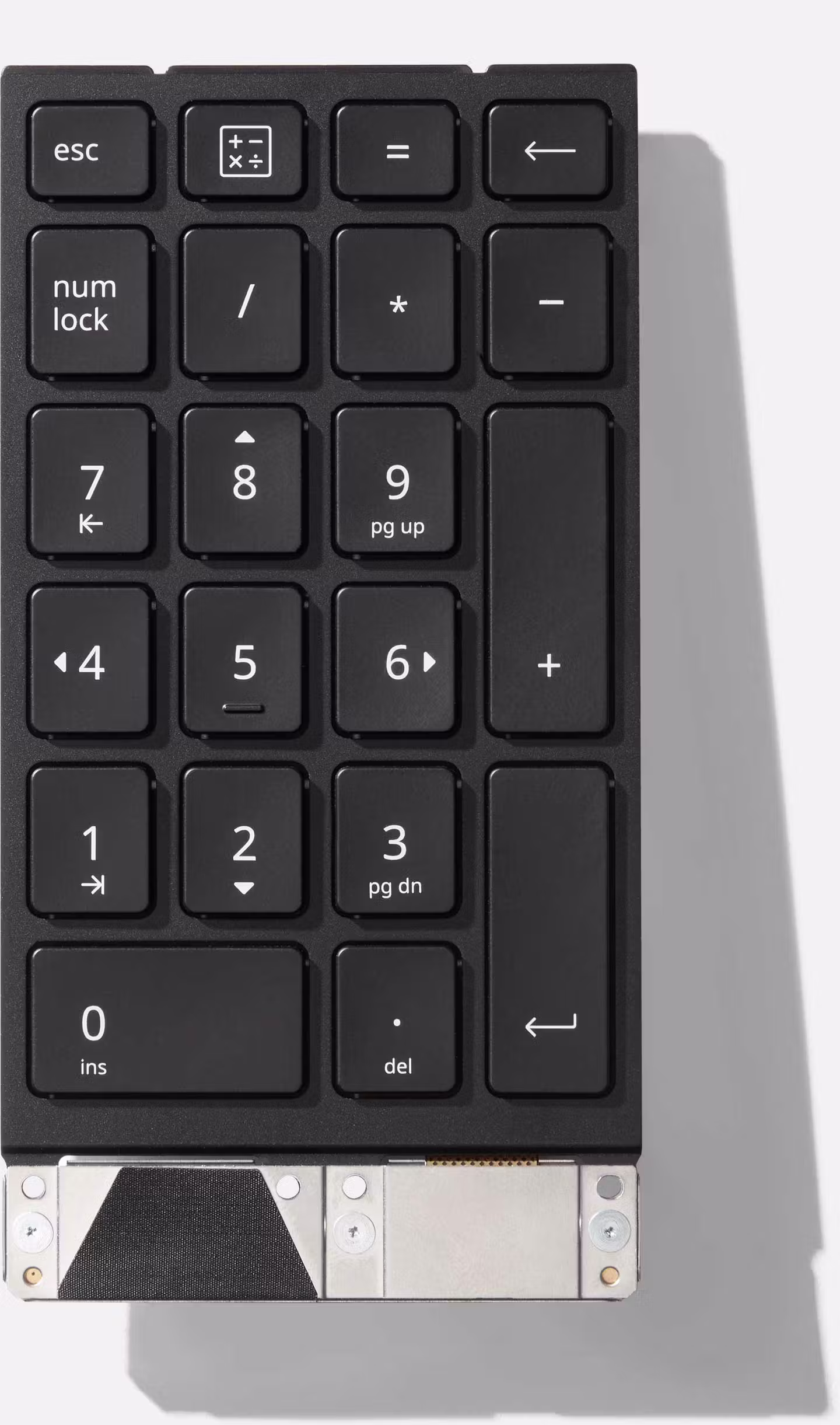 Top-down studio shot of a Framework 16 Numpad.