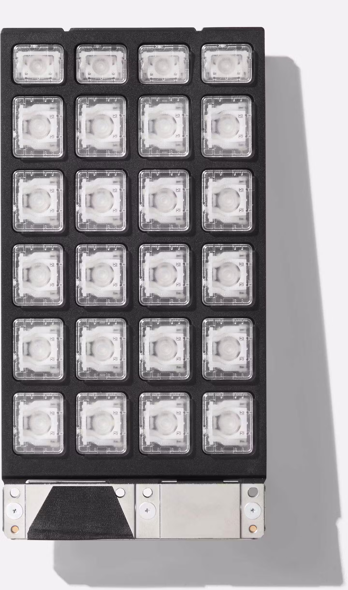 Top-down studio shot of a Framework 16 Macropad.