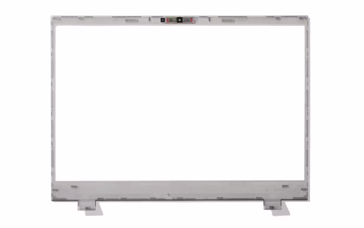 Top-down studio shot of a translucent charcoal bezel for Framework Laptop 16