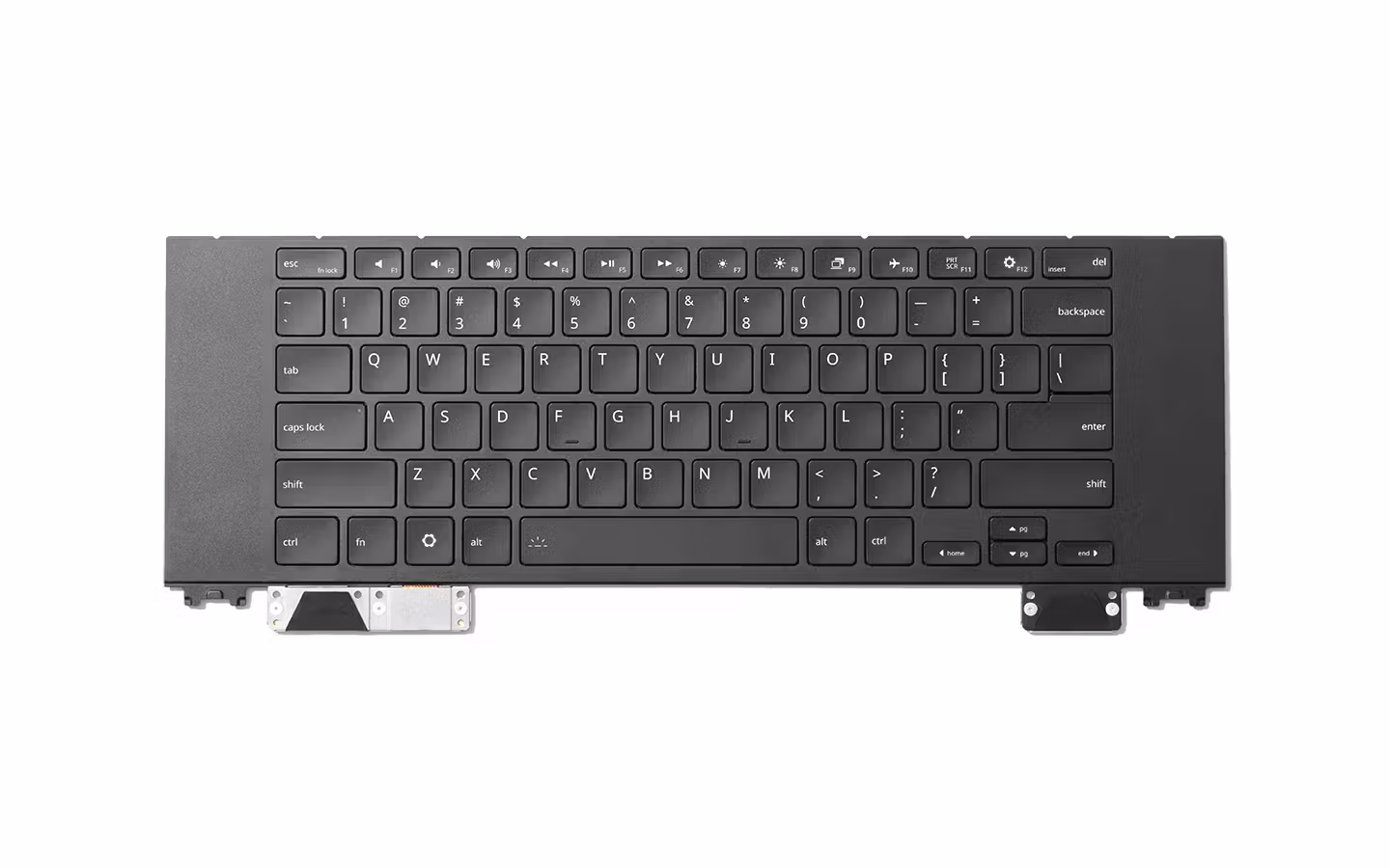 Top down studio shot of a Framework Laptop 16 One Piece Keyboard