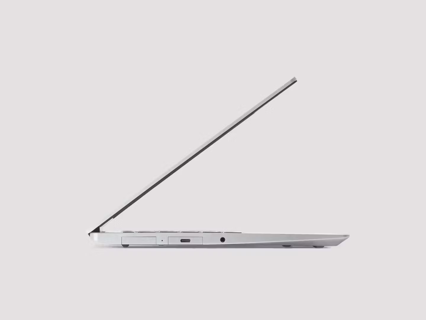 A half closed Framework Laptop 13 shown from a side angle.