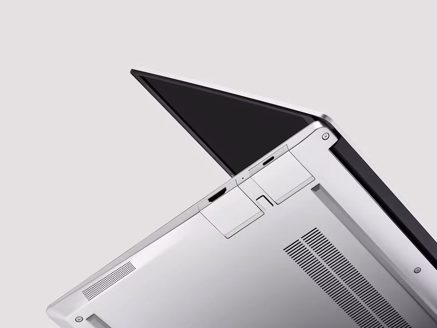 A Framework laptop 13 shown from the bottom focussing on chassis.